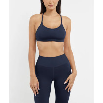 Scoop neck strappy back sports bra with removable padding women's supportive yoga bralette