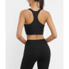 V neck ruched longline sports bra racer back gym crop top