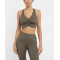 V neck ruched longline sports bra racer back gym crop top