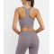 V neck ruched longline sports bra racer back gym crop top