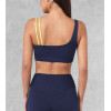 Asymmetric unique padded sports bra compressive color block fitness top