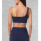 Asymmetric unique padded sports bra compressive color block fitness top