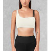 Asymmetric unique padded sports bra compressive color block fitness top