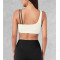 Asymmetric unique padded sports bra compressive color block fitness top