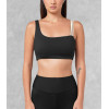 Asymmetric unique padded sports bra compressive color block fitness top