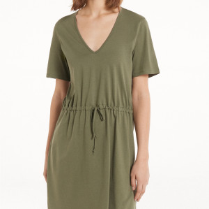 V neck short sleeve lounge dress for women lightweight sports dress