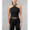 New longline halter neck sports bra full coverage supportive cropped tank