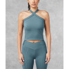New longline halter neck sports bra full coverage supportive cropped tank
