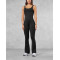 Nude feeling U back yoga flared jumpsuits with wide strap scoop neck bodycorn fitness rompers