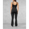 Nude feeling U back yoga flared jumpsuits with wide strap scoop neck bodycorn fitness rompers