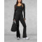 Nude feeling U back yoga flared jumpsuits with wide strap scoop neck bodycorn fitness rompers