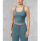 Scoop neck criss cross strapy sports tank with removable padding cropped tank top
