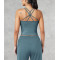 Scoop neck criss cross strapy sports tank with removable padding cropped tank top