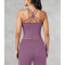 Scoop neck criss cross strapy sports tank with removable padding cropped tank top
