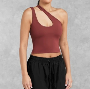 New arrival one shoulder cropped tank sexy body fit contour yoga crop