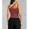 New arrival one shoulder cropped tank sexy body fit contour yoga crop