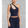 New arrival one shoulder cropped tank sexy body fit contour yoga crop