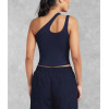New arrival one shoulder cropped tank sexy body fit contour yoga crop