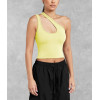 New arrival one shoulder cropped tank sexy body fit contour yoga crop