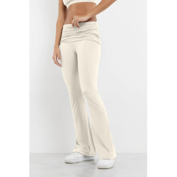 Folded waistband flared yoga pants buttery soft bell bottom leggings