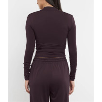 Women's long sleeve wrapped top v neck full coverage sports tee