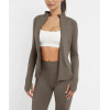 Women's curved yoga jackets custom full zipper fitness jackets