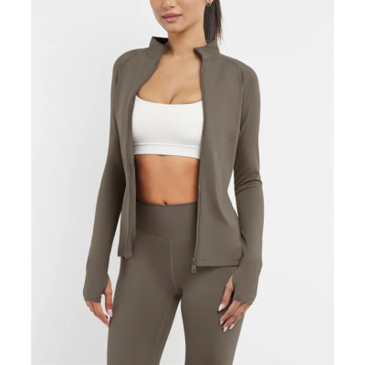 Women's curved yoga jackets custom full zipper fitness jackets