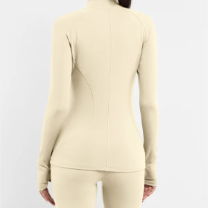 Women's curved yoga jackets custom full zipper fitness jackets