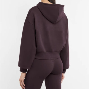 Hooded full zipper crop sweatshirts stylish cotton jackets for women