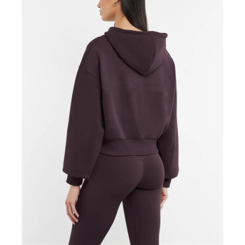 Hooded full zipper crop sweatshirts stylish cotton jackets for women