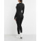 Long sleeve full length zipped jumpsuits for ladies with thumb hole