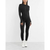 Long sleeve full length zipped jumpsuits for ladies with thumb hole