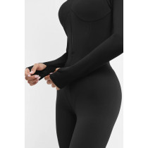 Long sleeve full length zipped jumpsuits for ladies with thumb hole