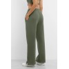 Adjustable waist wide leg pants with side pockets cotton fleece women's joggers
