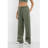 Adjustable waist wide leg pants with side pockets cotton fleece women's joggers