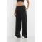 Adjustable waist wide leg pants with side pockets cotton fleece women's joggers