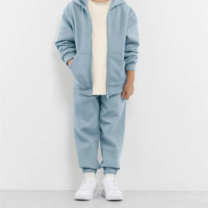 Kids oversized zip hoodies with kangaroo pockets cotton full zip jackets with hood