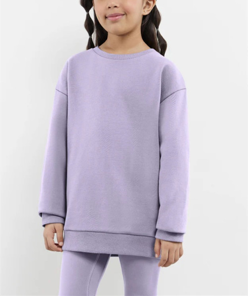 Oversized crew neck pullovers for kids drop shoulder cozy sweatshirts