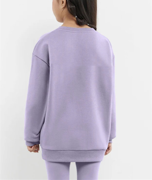 Oversized crew neck pullovers for kids drop shoulder cozy sweatshirts