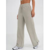 High waist cotton fleece wide leg pants with side pockets
