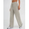 High waist cotton fleece wide leg pants with side pockets