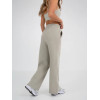 High waist cotton fleece wide leg pants with side pockets