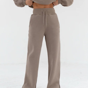High waist cotton blend wide leg sweatpants relaxed fit fashionable pants