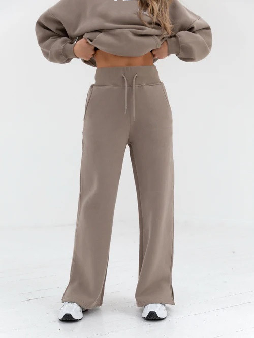 High waist cotton blend wide leg sweatpants relaxed fit fashionable pants