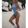 High neck one piece swimwear with U back