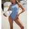 High neck one piece swimwear with U back
