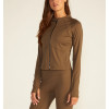 Women's full zipper moisture wicking long sleeve fitness jackets with thumb hole