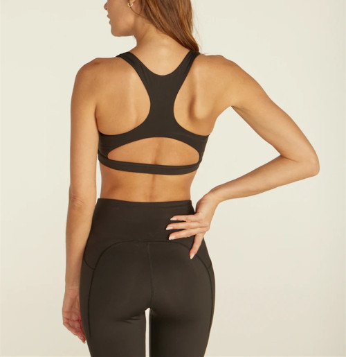 Scoop neck racerback sports bra with hollow back style supportive fitness crop