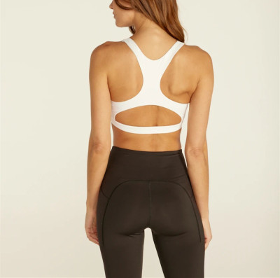 Scoop neck racerback sports bra with hollow back style supportive fitness crop