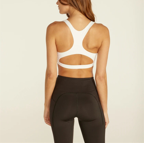 Scoop neck racerback sports bra with hollow back style supportive fitness crop